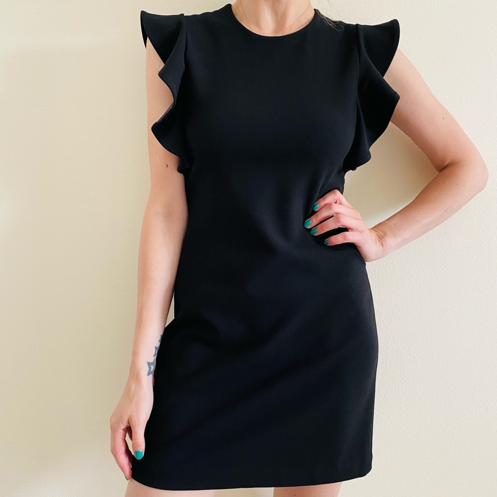 Express black ruffle mini dress sleeveless - Picture 2 of 10